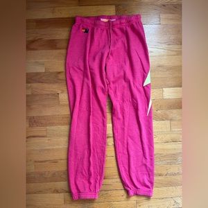 Aviator nation hot pink lightning bult sweatpant